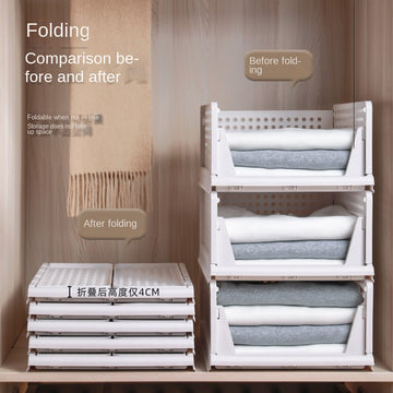 מארגן אחסון מתקפל וניתן לערימה לבגדים-4 שלבים