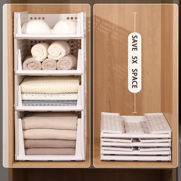 מארגן אחסון מתקפל וניתן לערימה לבגדים-4 שלבים